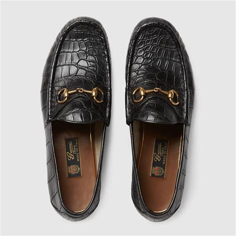 gucci men's 1953 horsebit leather loafer|Gucci crocodile loafer.